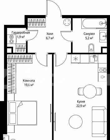 1-комн. квартира, 56.3 м2, 39/90 эт. Москва