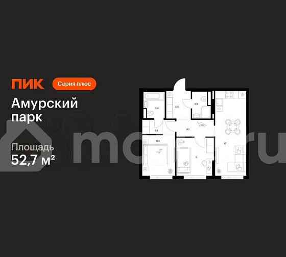 2-комн. квартира, 52.7 м2, 21/27 эт. Москва