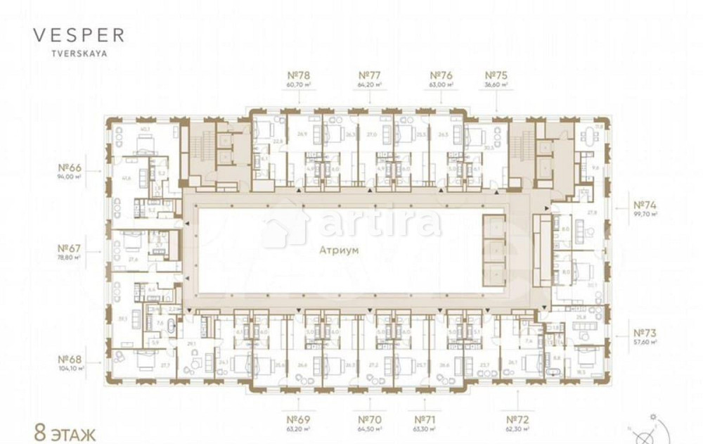 1-комн. апарт-ы, 99.7 м2, 8/9 эт. Москва - изображение 5