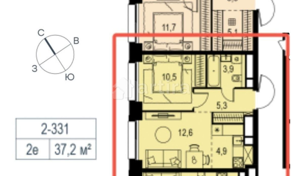 2-комн. квартира, 37.2 м2, 24/66 эт. Москва - изображение 14