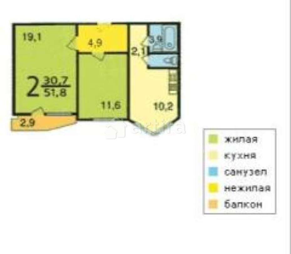 2-комн. квартира, 52 м2, 17/17 эт. Москва - изображение 8
