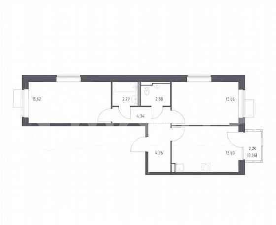 2-комн. квартира, 58.2 м2, 5/17 эт. Москва