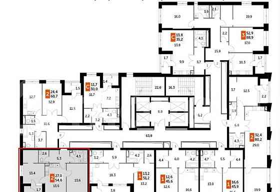 2-комн. квартира, 54.6 м2, 43/43 эт. Москва