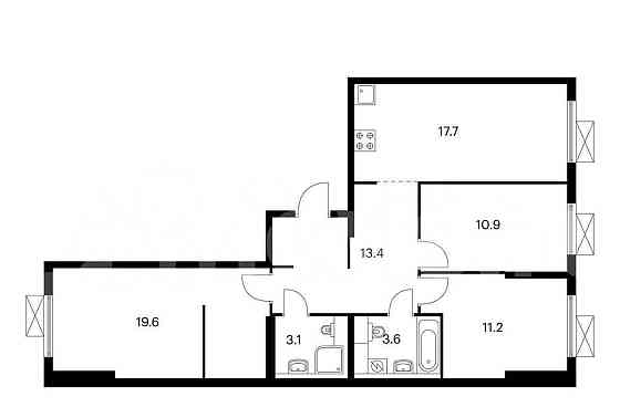 3-комн. квартира, 79.5 м2, 13/16 эт. Москва