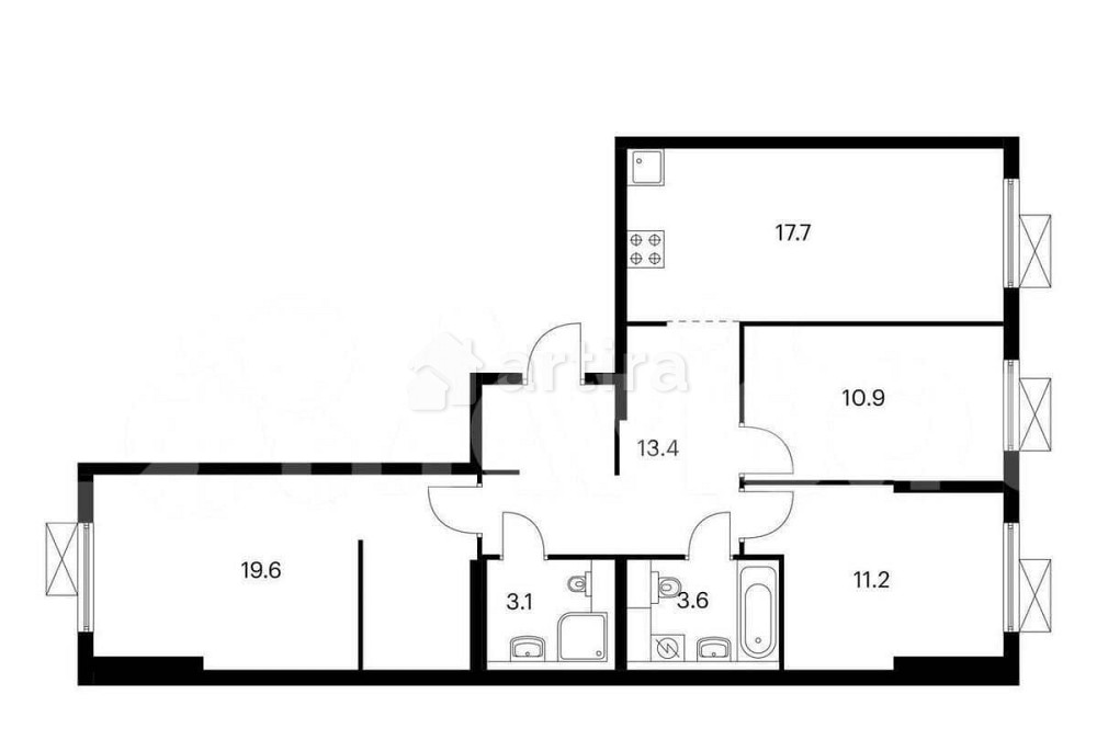 3-комн. квартира, 79.5 м2, 13/16 эт. Москва - изображение 1