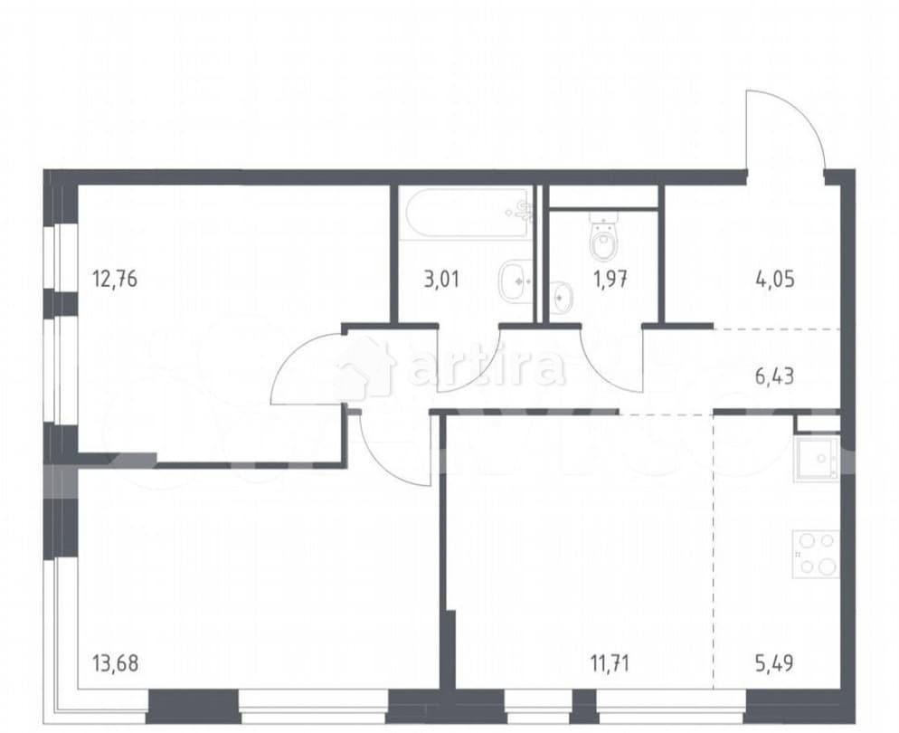 2-комн. квартира, 59.1 м2, 1/17 эт. Москва - изображение 1