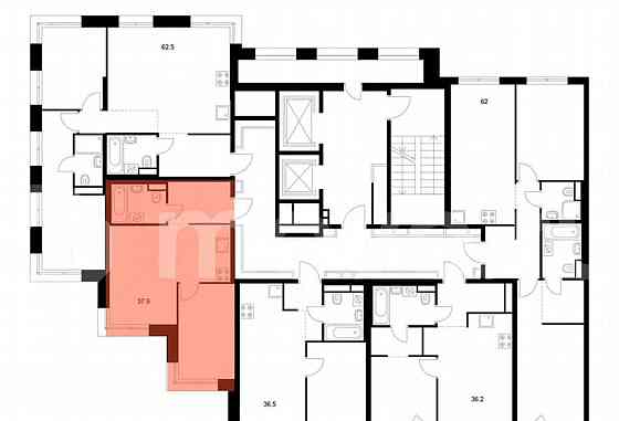 1-комн. квартира, 37.9 м2, 13/16 эт. Москва