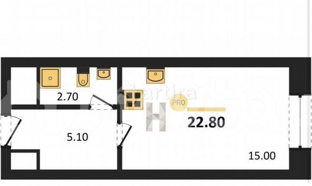 Студия, 22.8 м2, 15/28 эт. Москва - изображение 3