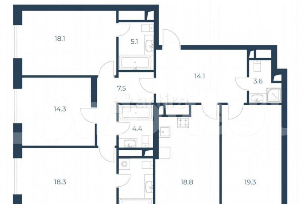 4-комн. квартира, 129.2 м2, 20/21 эт. Москва - изображение 1