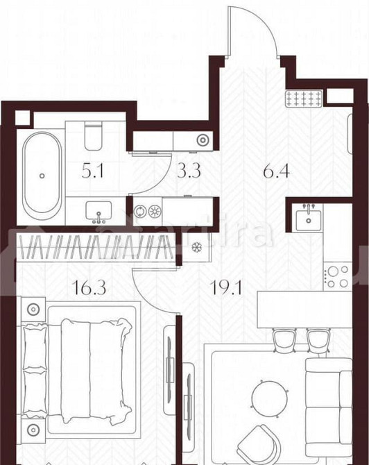 1-комн. квартира, 50.2 м2, 4/8 эт. Москва - изображение 3