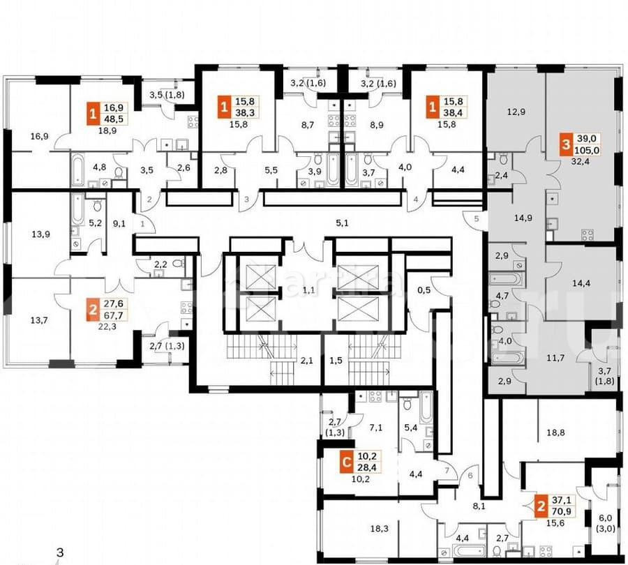 4-комн. квартира, 103.7 м2, 43/43 эт. Москва - изображение 3