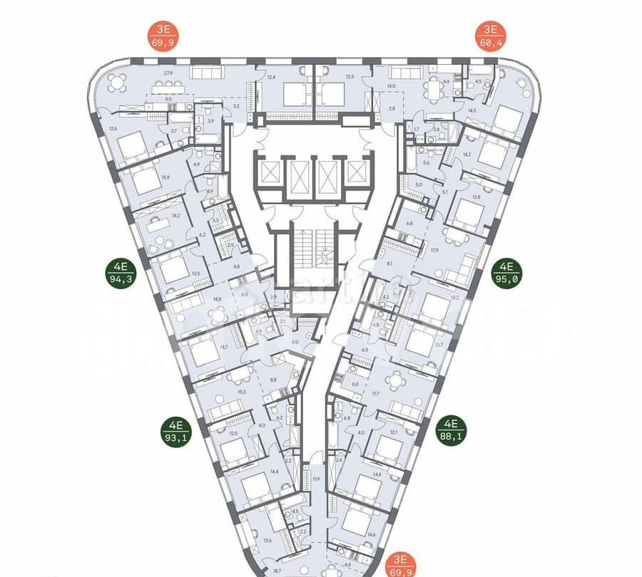 4-комн. квартира, 96.2 м2, 29/31 эт. Москва - изображение 6