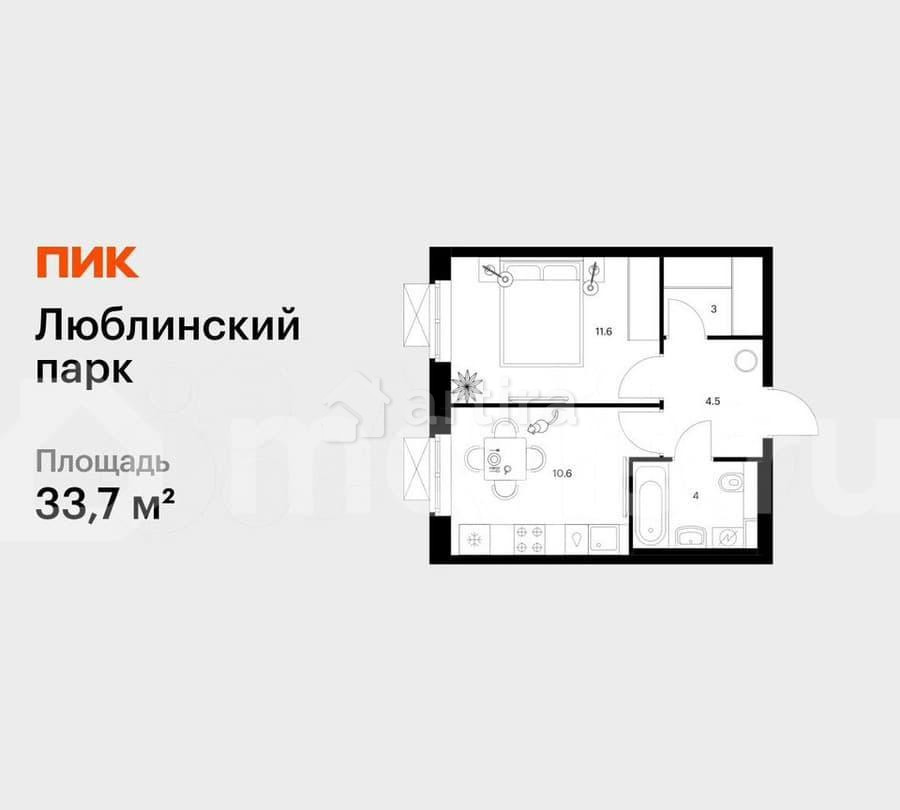 1-комн. квартира, 33.7 м2, 4/25 эт. Москва - изображение 1