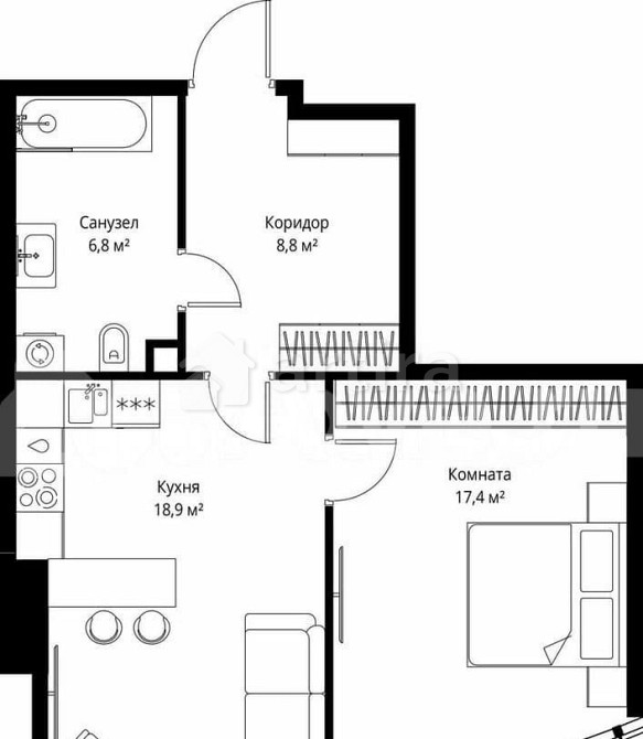 1-комн. квартира, 51.9 м2, 78/90 эт. Москва - изображение 5