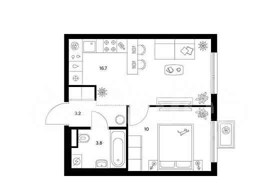 1-комн. квартира, 33.7 м2, 18/23 эт. Москва