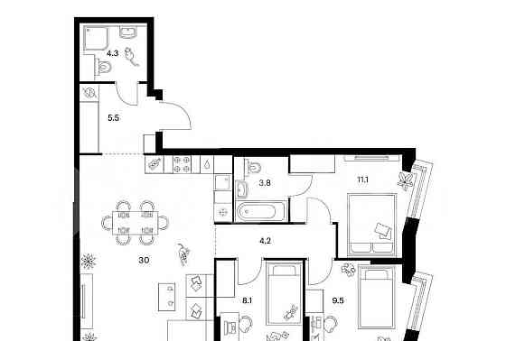 3-комн. квартира, 76.5 м2, 12/12 эт. Москва