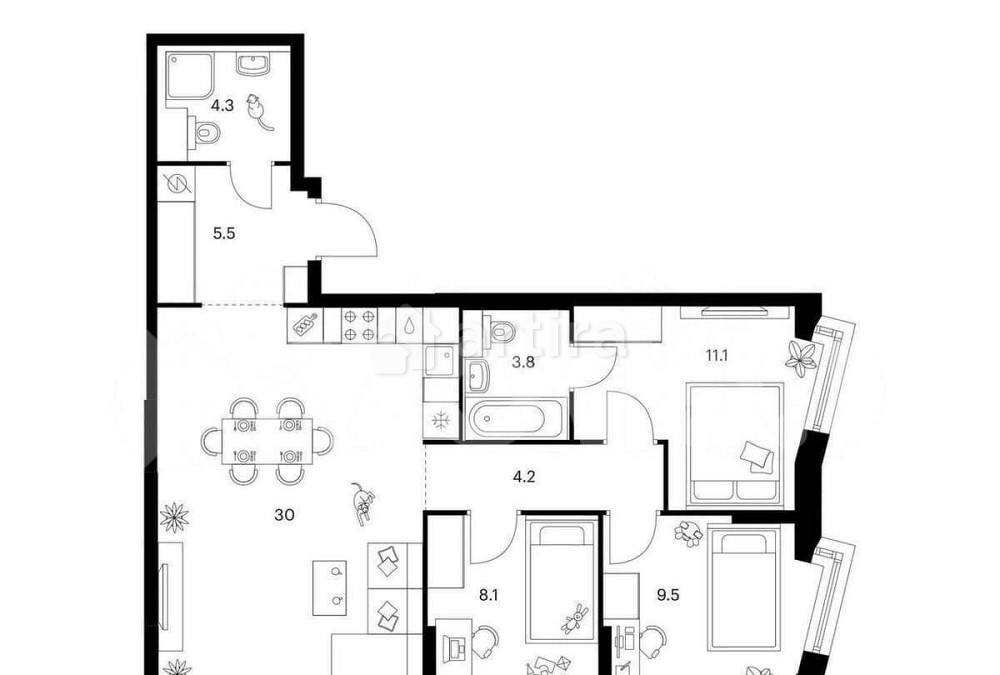3-комн. квартира, 76.5 м2, 12/12 эт. Москва - изображение 1