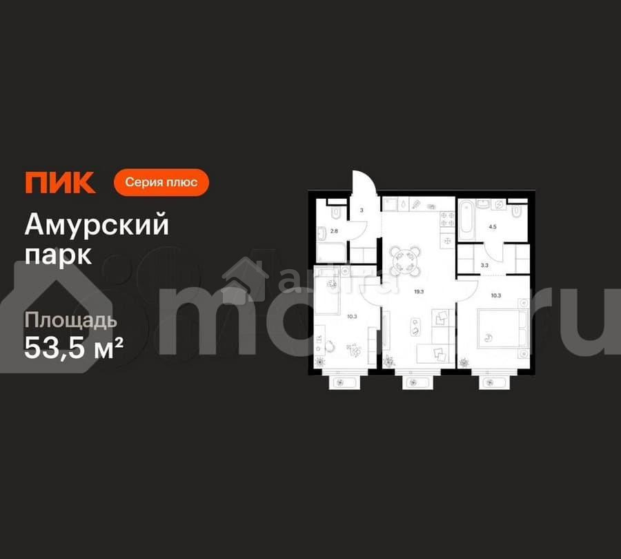 2-комн. квартира, 53.5 м2, 16/27 эт. Москва - изображение 1