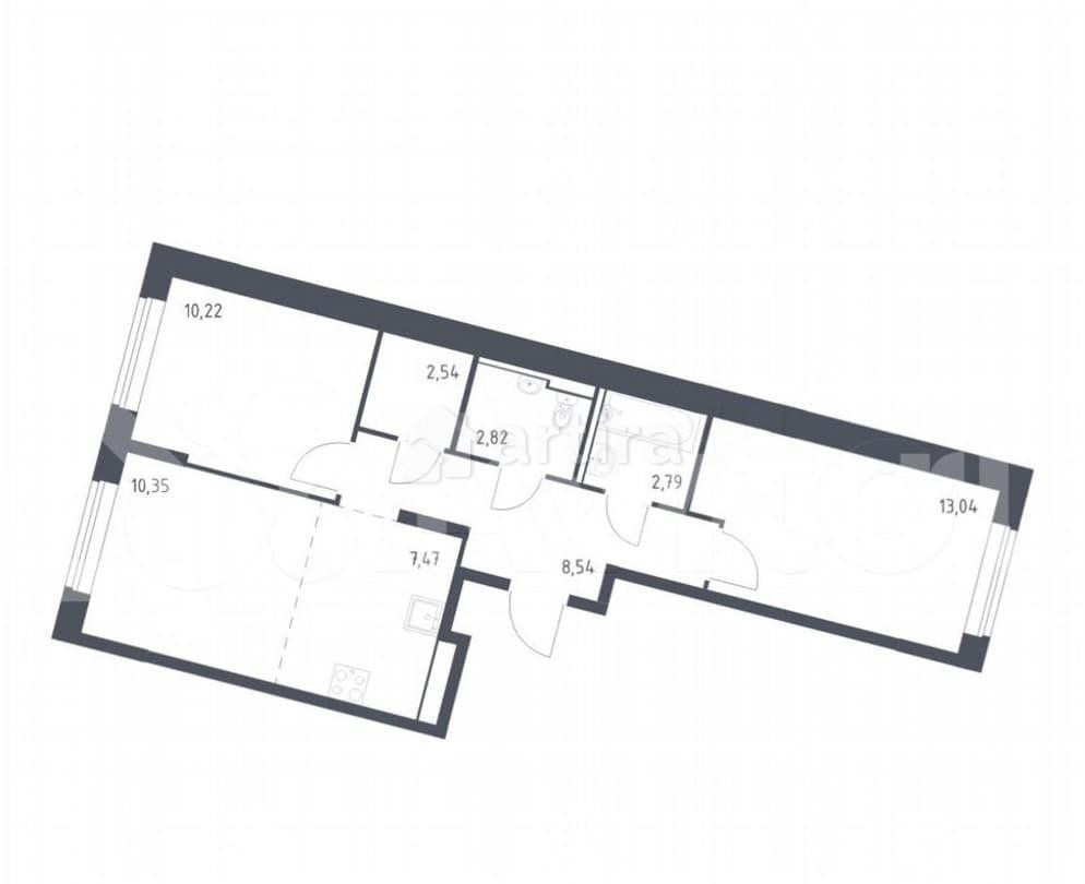 2-комн. квартира, 57.8 м2, 1/16 эт. Москва - изображение 1