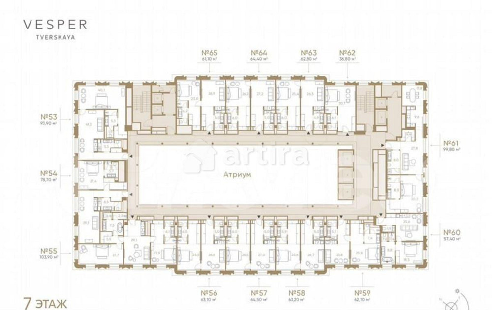 1-комн. апарт-ы, 99.8 м2, 7/9 эт. Москва - изображение 2