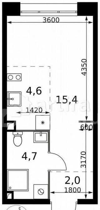 Студия, 26.7 м2, 2/25 эт. Москва - изображение 1