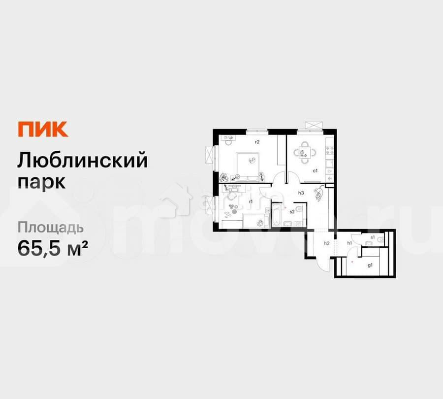 2-комн. квартира, 65.5 м2, 21/25 эт. Москва - изображение 1