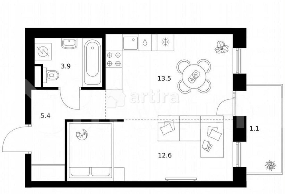 1-комн. квартира, 36.5 м2, 2/16 эт. Москва - изображение 1