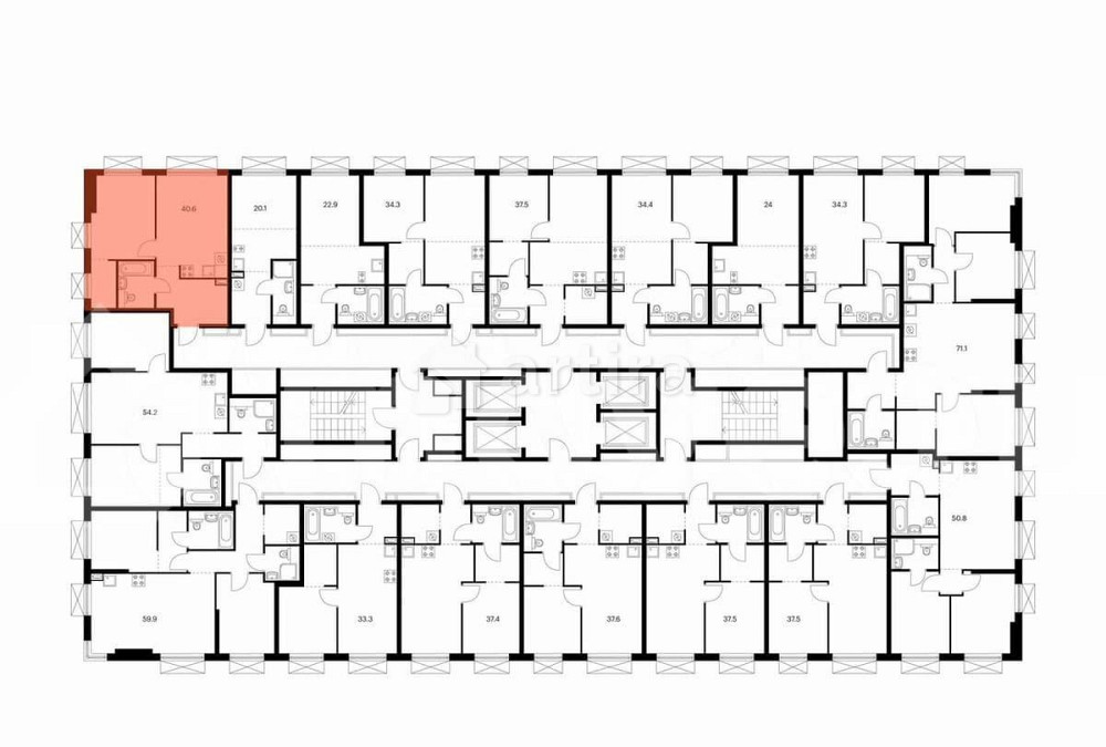 1-комн. квартира, 40.6 м2, 21/30 эт. Москва - изображение 2