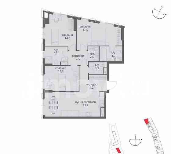 3-комн. квартира, 99.2 м2, 3/38 эт. Москва