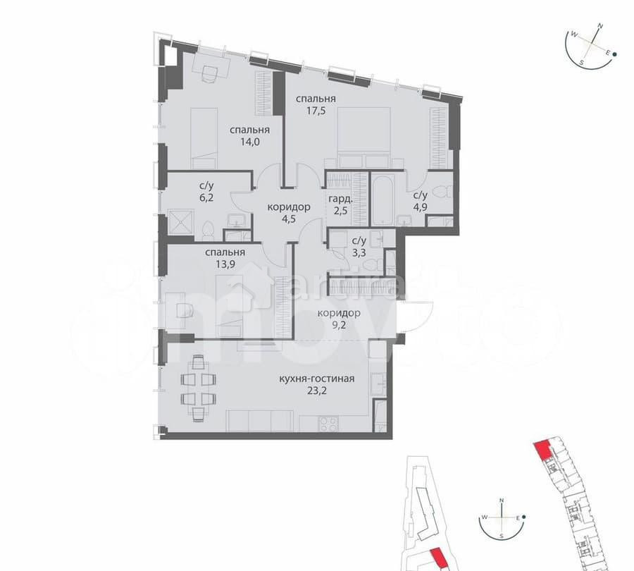 3-комн. квартира, 99.2 м2, 3/38 эт. Москва - изображение 6