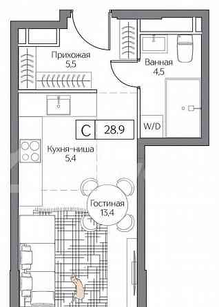 Студия, 28.9 м2, 11/26 эт. Москва