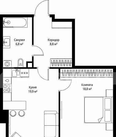 1-комн. квартира, 54.3 м2, 75/90 эт. Москва