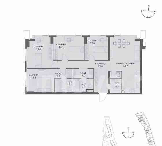 4-комн. квартира, 122.2 м2, 2/38 эт. Москва