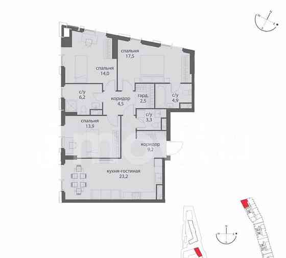 3-комн. квартира, 99.2 м2, 6/38 эт. Москва