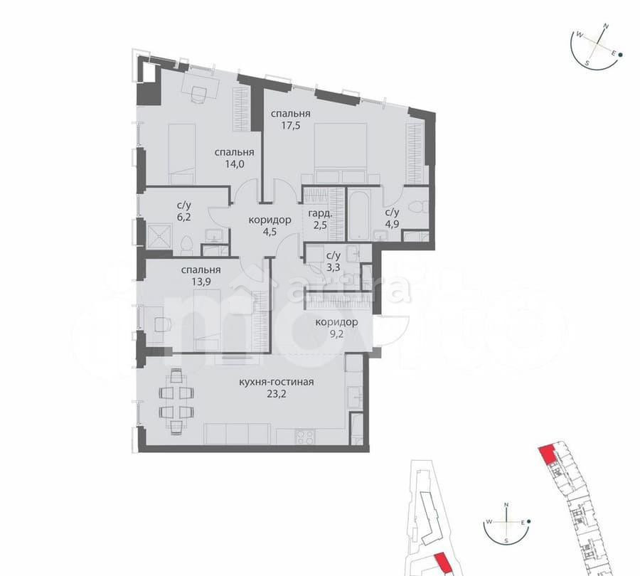 3-комн. квартира, 99.2 м2, 6/38 эт. Москва - изображение 4