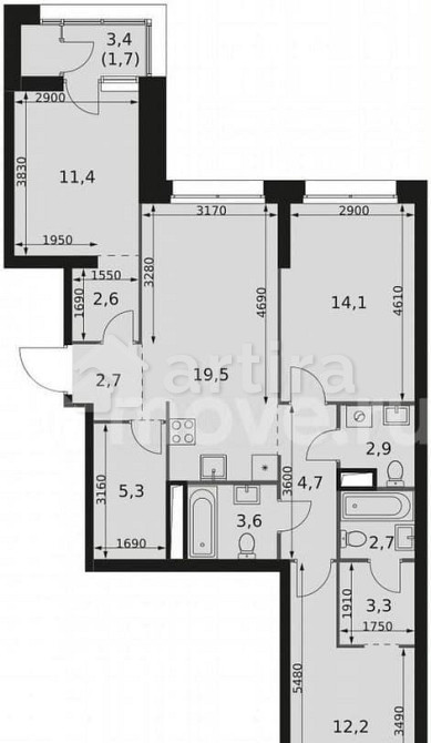 3-комн. квартира, 86.7 м2, 26/44 эт. Москва - изображение 7
