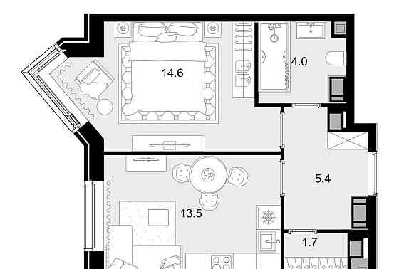 1-комн. квартира, 39.2 м2, 27/28 эт. Москва