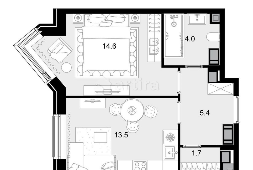1-комн. квартира, 39.2 м2, 27/28 эт. Москва - изображение 1