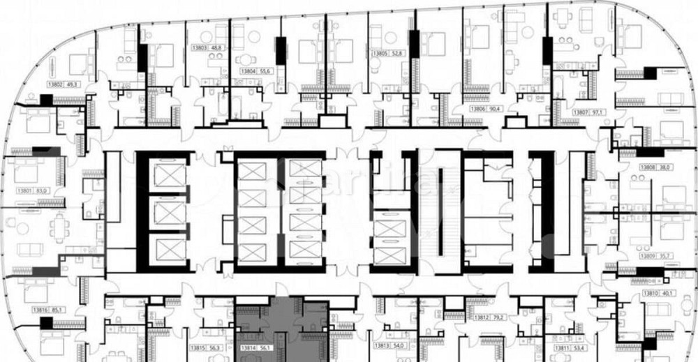 1-комн. квартира, 56.1 м2, 38/90 эт. Москва - изображение 3
