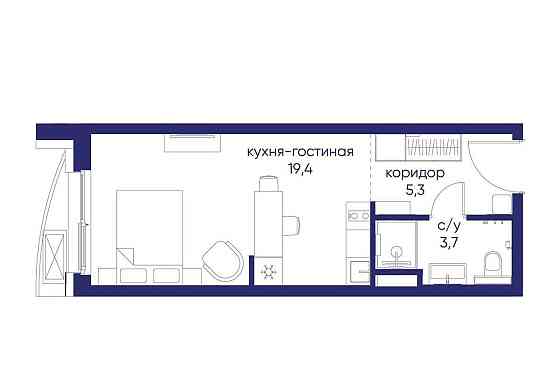 Студия, 28.42 м2, 2/12 эт. Москва