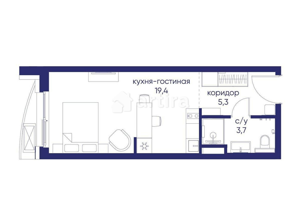 Студия, 28.42 м2, 2/12 эт. Москва - изображение 1