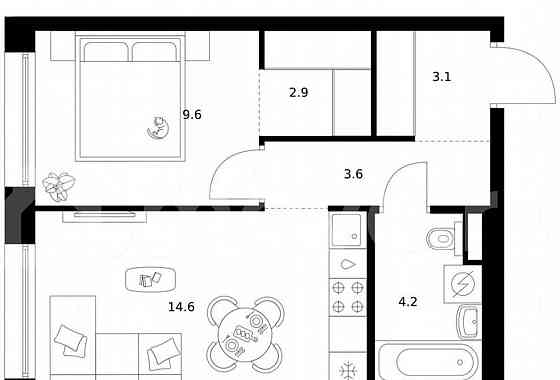 1-комн. квартира, 38 м2, 23/29 эт. Москва