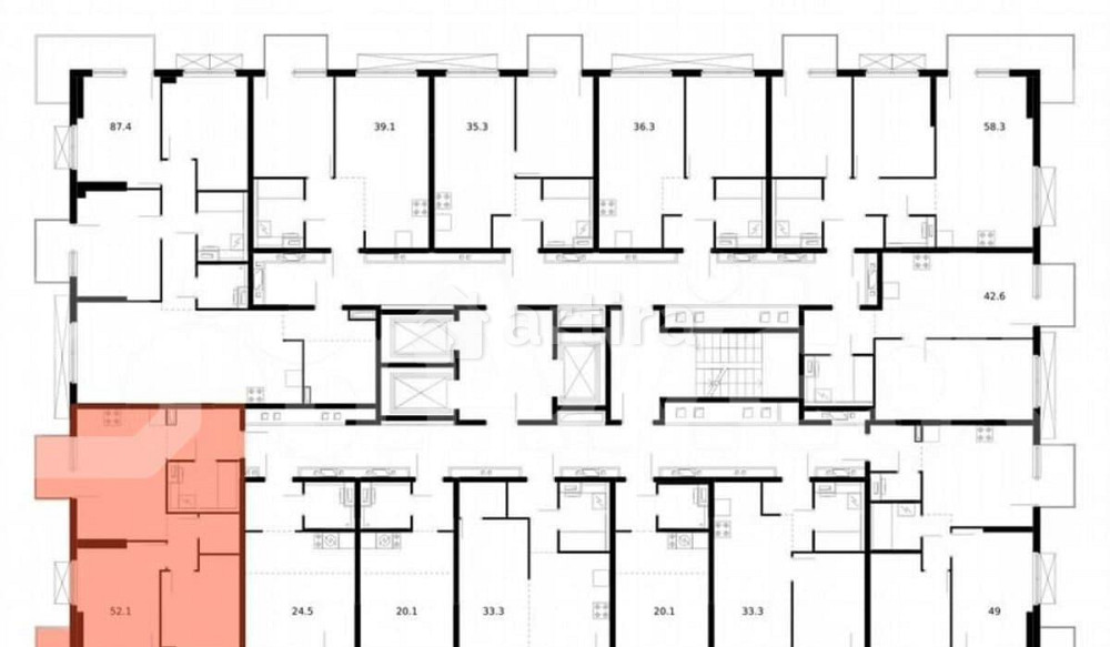 2-комн. апарт-ы, 50.4 м2, 3/24 эт. Москва - изображение 1