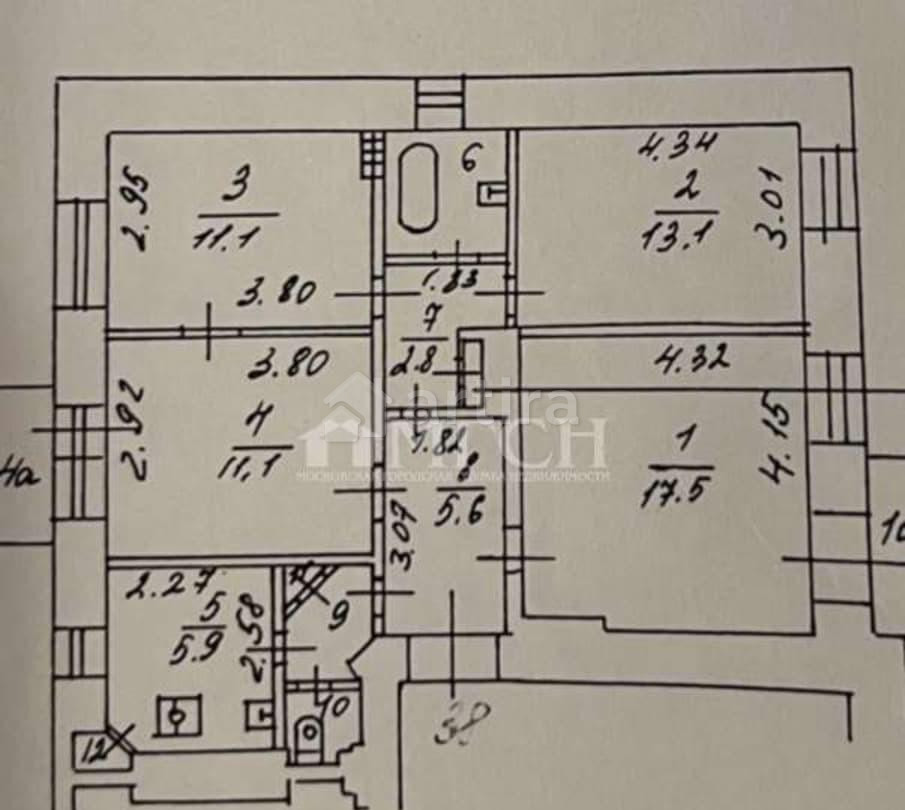 4-комн. квартира, 75.9 м2, 4/4 эт. Москва - изображение 5
