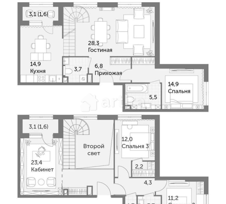 4-комн. квартира, 135.8 м2, 35/37 эт. Москва - изображение 7