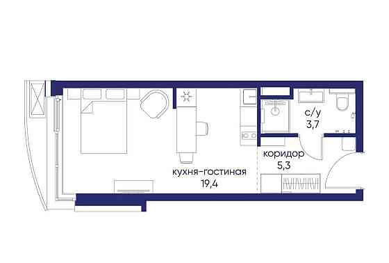 Студия, 28.42 м2, 2/12 эт. Москва