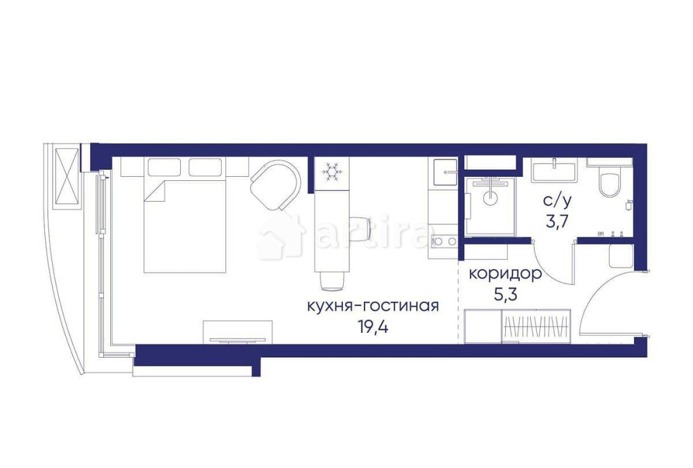 Студия, 28.42 м2, 2/12 эт. Москва - изображение 1