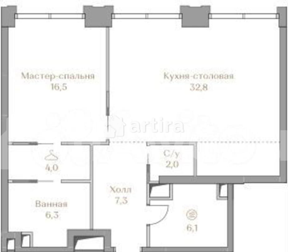 1-комн. квартира, 75 м2, 2/17 эт. Москва - изображение 1