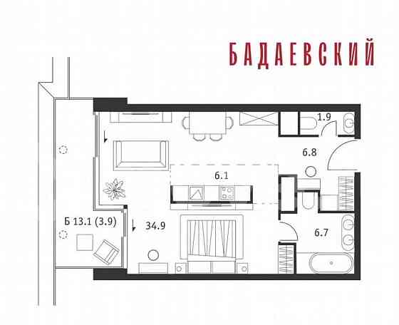1-комн. квартира, 60.3 м2, 16/18 эт. Москва