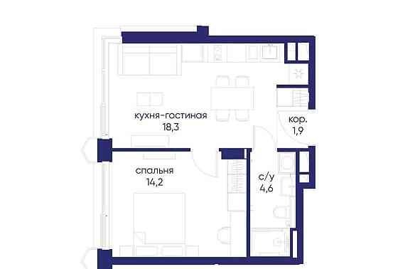 1-комн. квартира, 39.32 м2, 16/19 эт. Москва